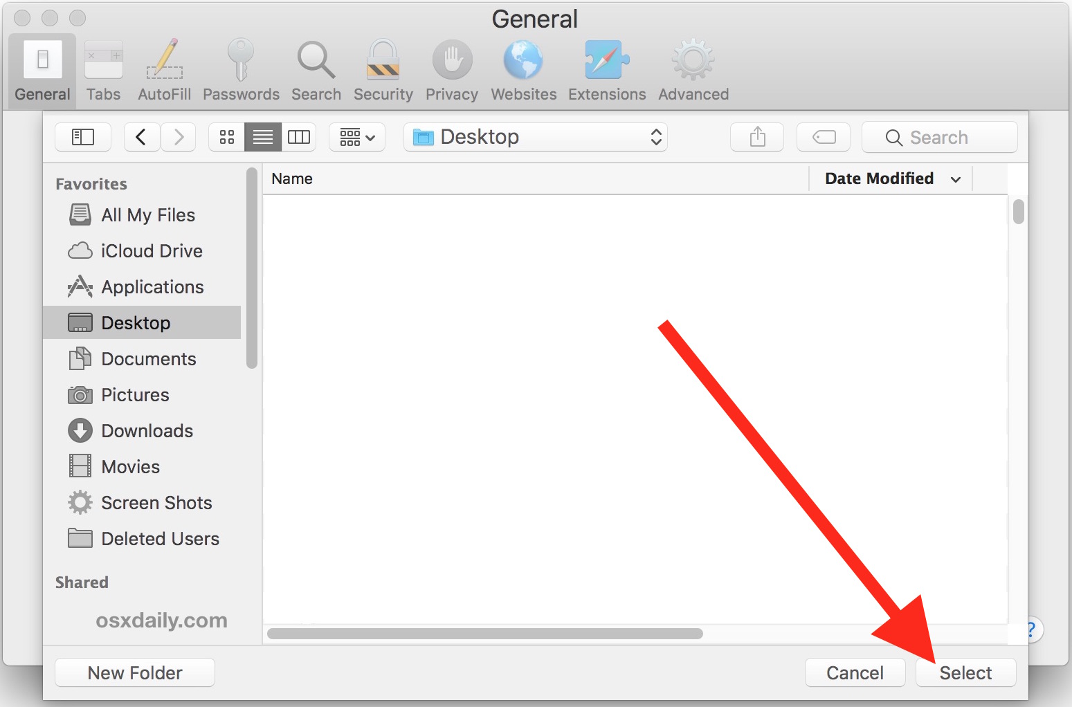 change default folder for download on mac